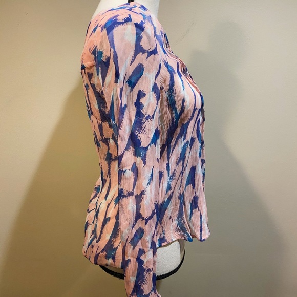 Maeve Anthropologie Pink Blue Painted Blouse - Picture 5 of 7